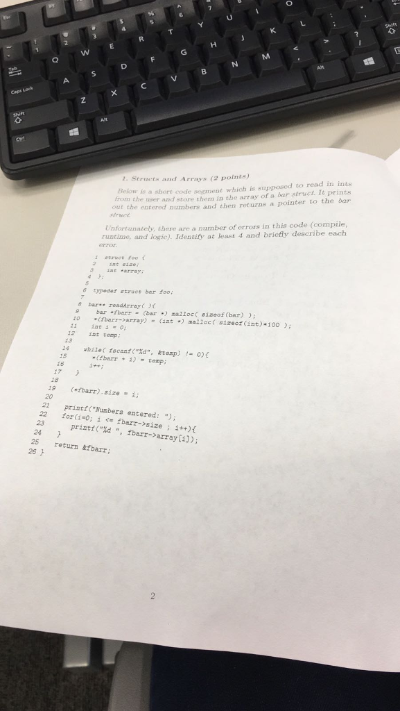  Structs and Arrays Below is a short code segment which is