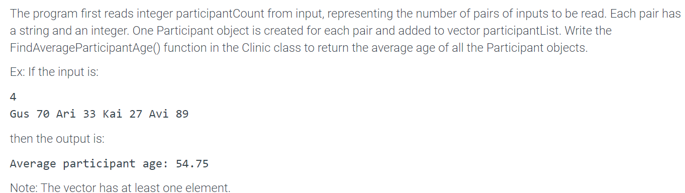 QUESTION ONE: PART A: #include #include using namespace std; class Participant {