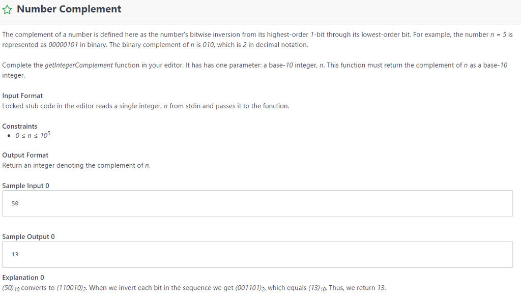  with Java Number Complement The complement of a number is defined