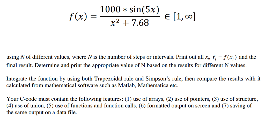 Please post the code. f(x) = 1000 * sin(5x)/x^2 + 7.68 elementof