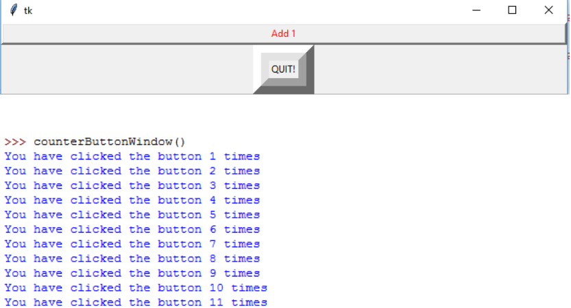 PYTHON: Create a frame with two buttons in it: a counter button