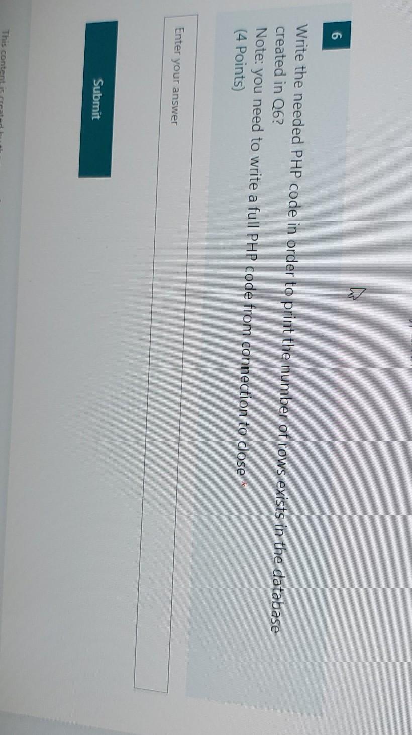 ho 6 Write the needed PHP code in order to print