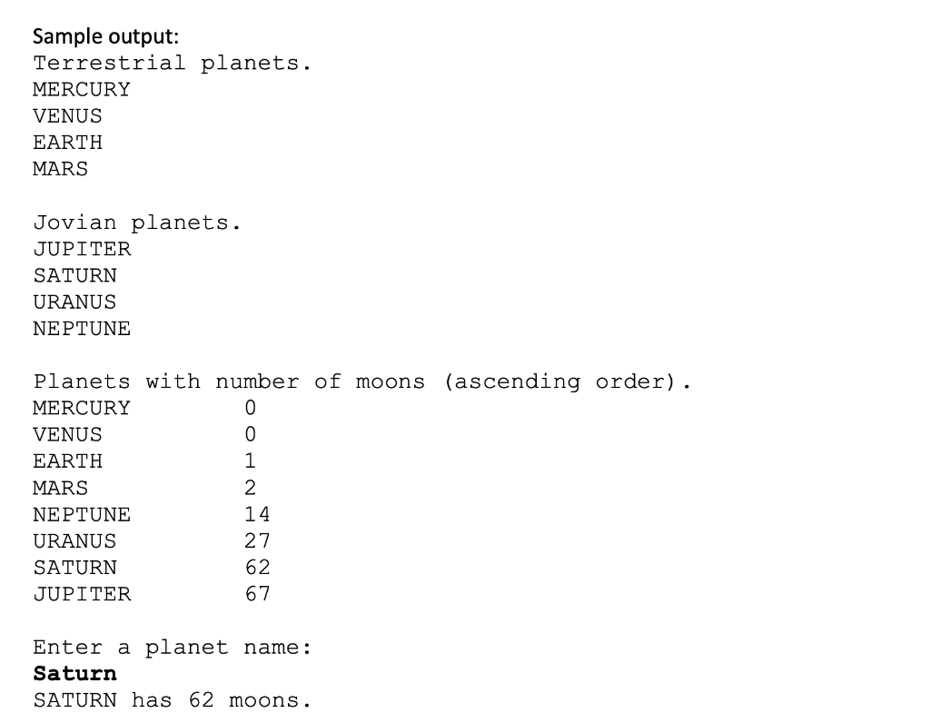 system. Each planet has 2 fields: an integer of the number of