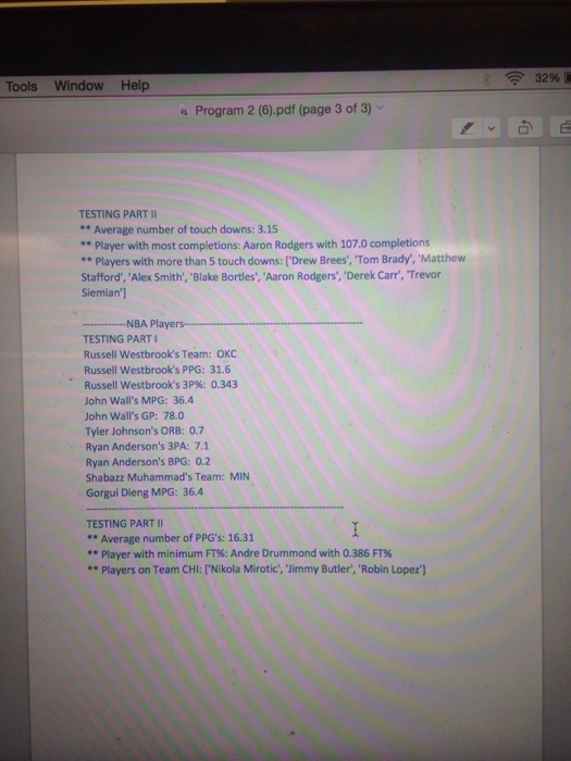 textbook, reference code on CSV files, lectures, Program2Start.py Data files (Quarterbacks.csv and