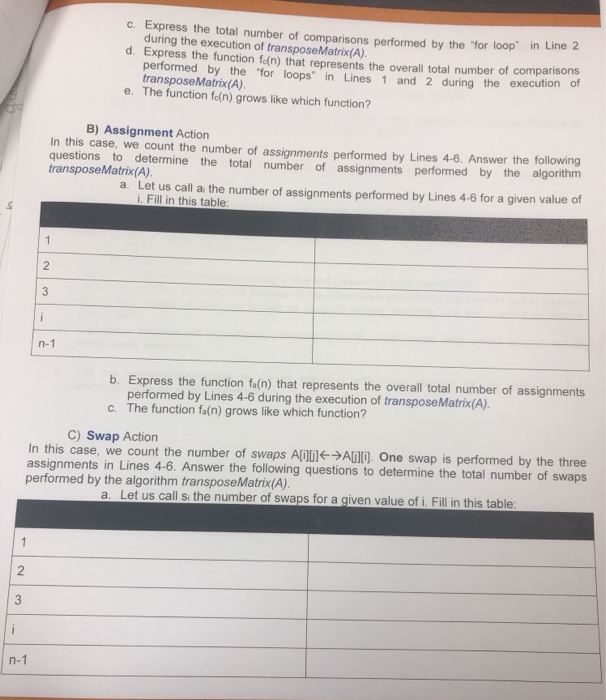 Exercise 2 (60 points) Analyze transpose algorithm Consider the problem to compute