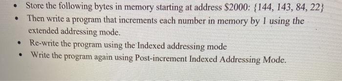 please do in code warrior using C Store the following bytes in