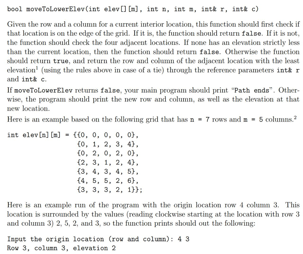 of integers that represent elevations on a grid. If a stream of