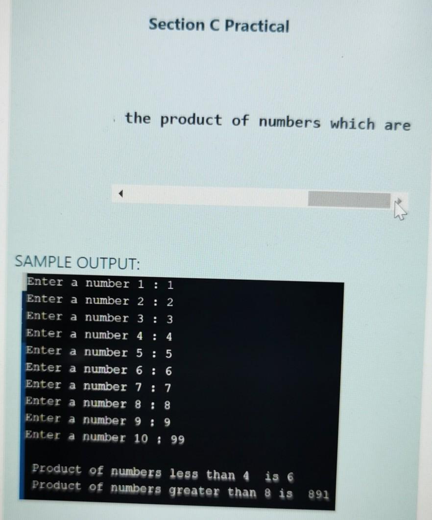 SAMPLE OUTPUT: Enter a number 1 : 1 Enter a number 2