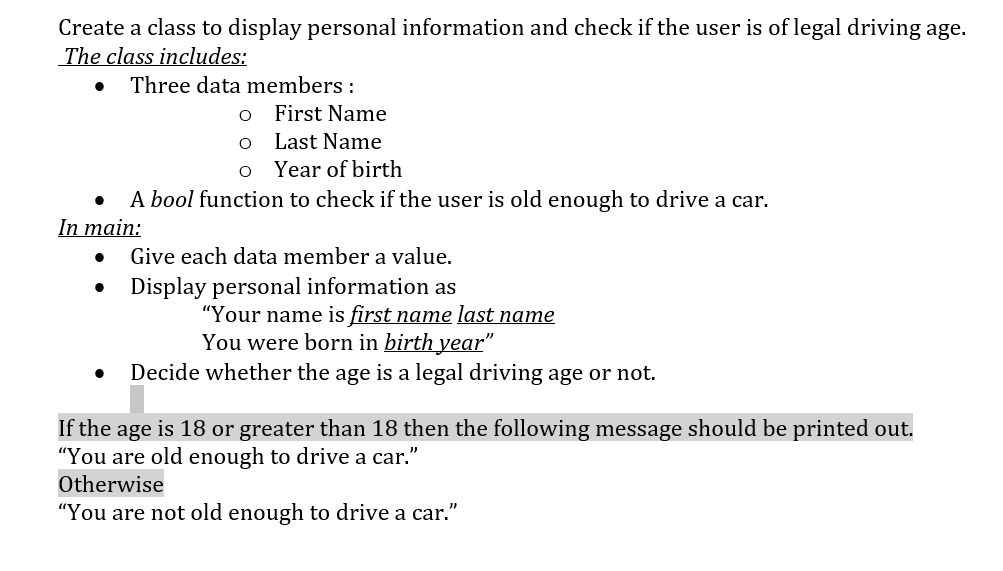Using Java . O O O Create a class to display