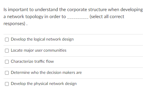 Question: Is important to understand the corporate structure when developing a network