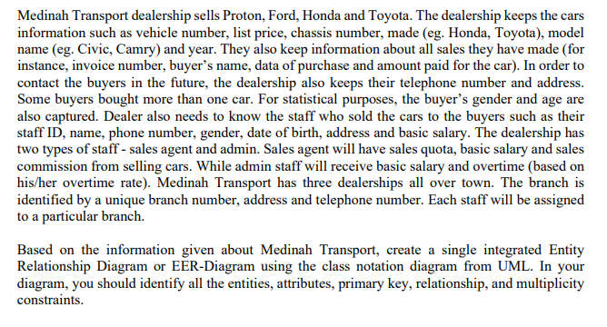 DATABASE SYSTEM - EER DIAGRAM ANSWER THE QUESTION ACCORDING TO THE QUESTION