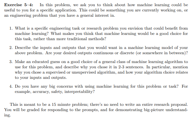  Exercise 5-4: In this problem, we ask you to think about
