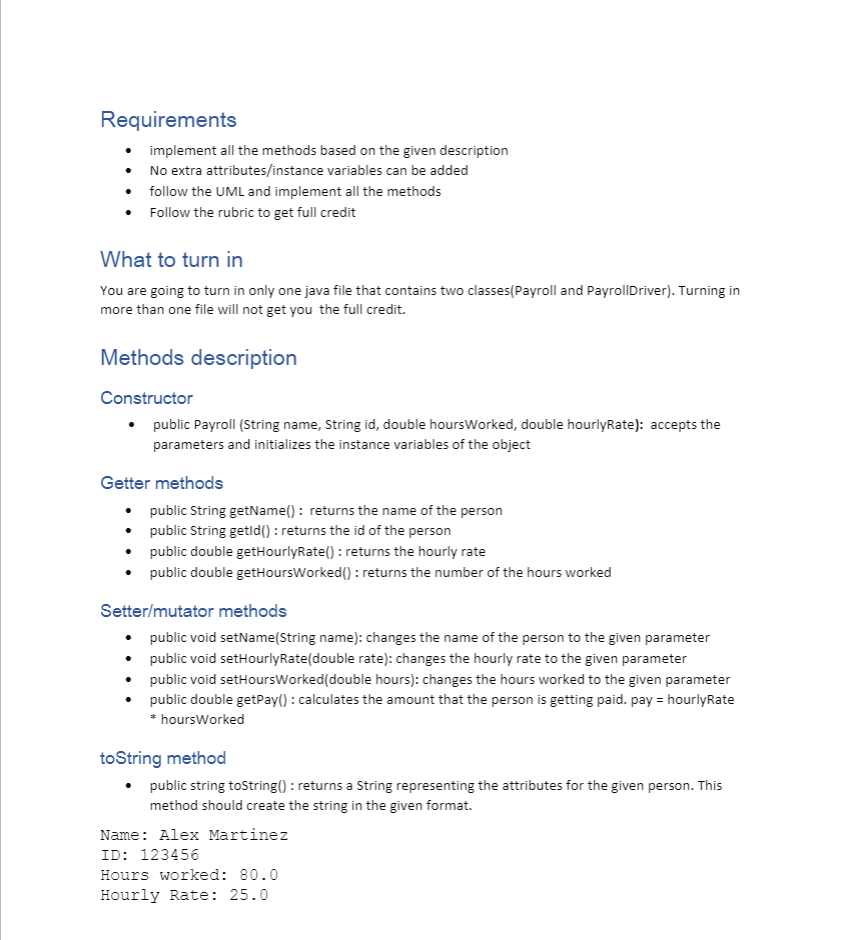 data type including all the needed methods such as the constructor, getter,