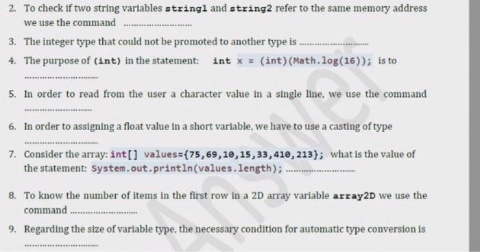  2. To check if two string variables string1 and string2 refer