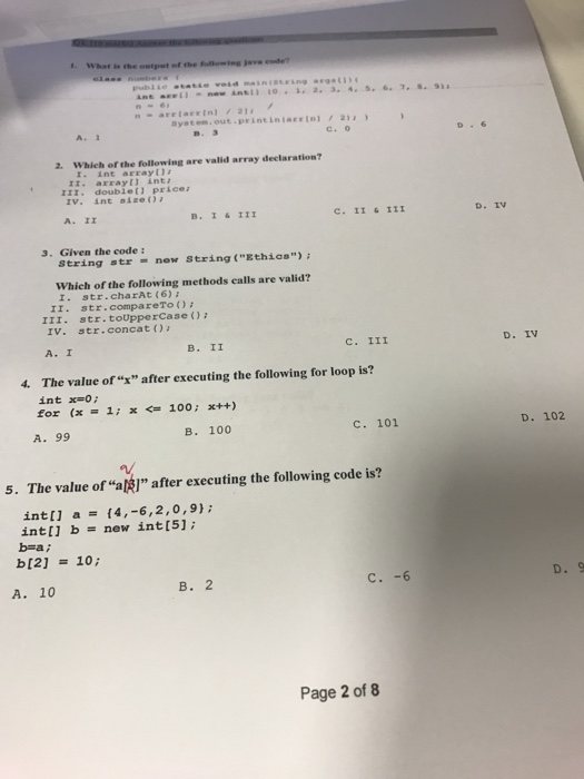  Which of the following are valid array declaration? I. int array[];