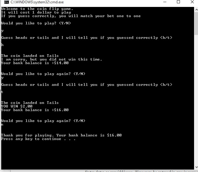  Write a program that starts a player off with a bank