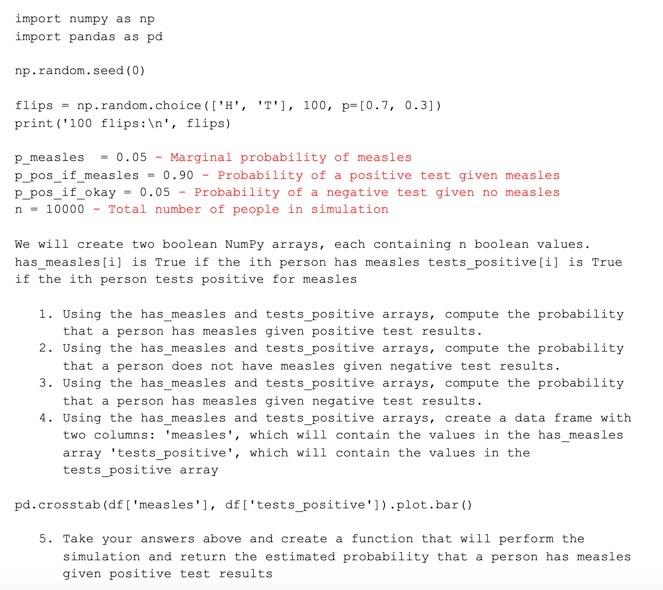 Need help with these Python/Numpy/Pandas problems please!! import numpy as np import