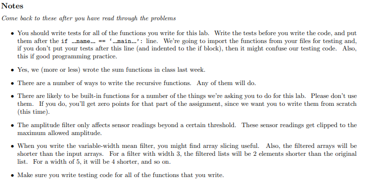  Problem Notes Come back to these after you have read through