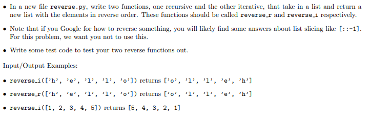 the problems . You should write tests for all of the functions