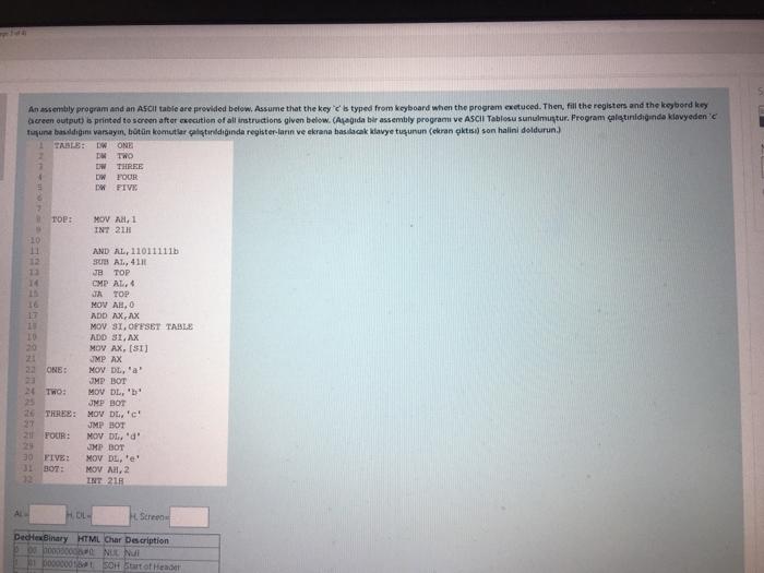  please only answer blank please fast pleaseee An assembly program and