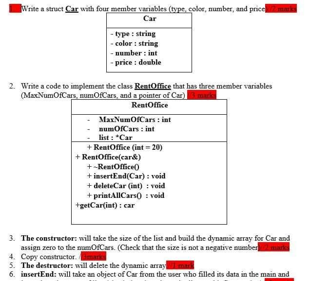 Object Oriented / C++ Write a struct Car with four member variables