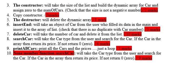 (type, color, number, and price marks Car - type : string -