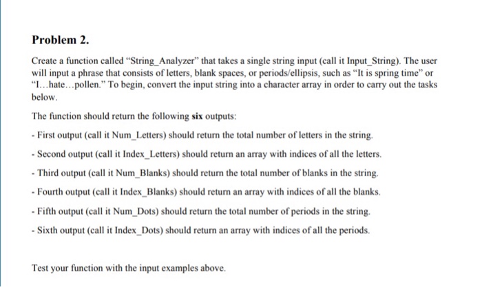  Please complete this using MATLAB. Thank you. Matlab. Problem 2. Create