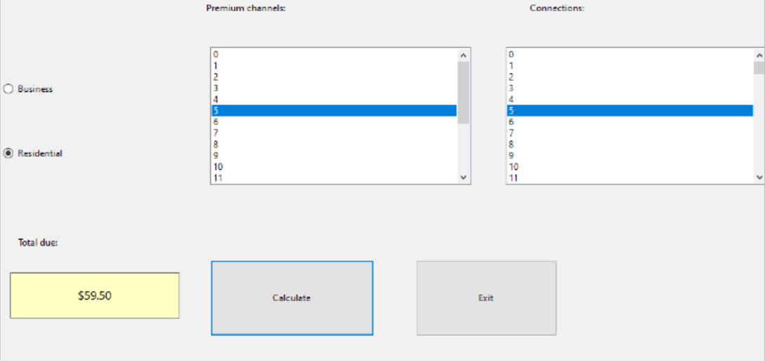 control. Display numbers from O through 100 in the IstComections control. When