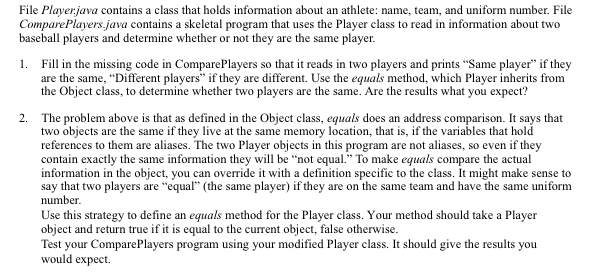  // ********************************************************* // Player.java // // Defines a Player class that