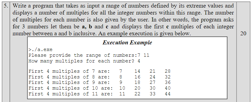 Write a program that takes as input a range of numbers defined