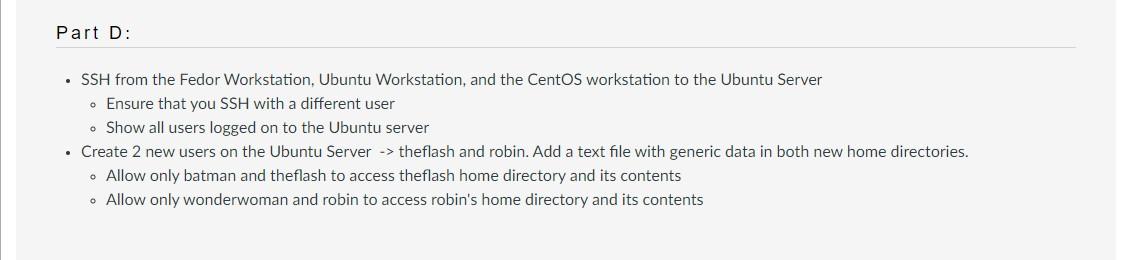 Week 4- Lab 4 Local Accounts - SSH from the Fedor Workstation,