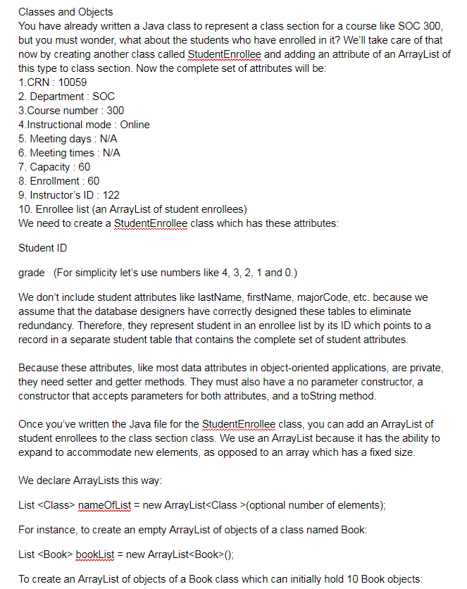  need help for java code and run completely(with comment) thanks! Classes