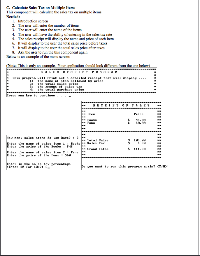 an application that will run 4 different programs. This program will be