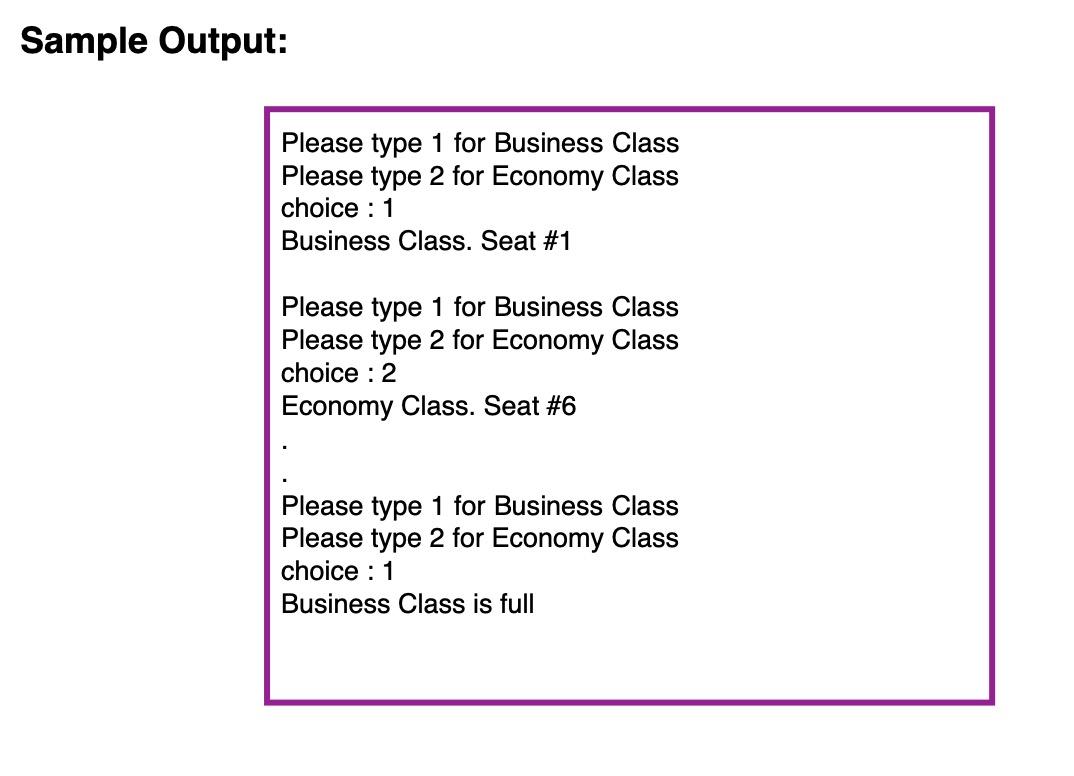 Reservation System A small airline has just purchased a computer for its