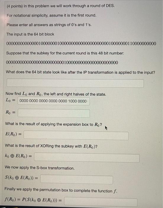  (4 points) In this problem we will work through a round