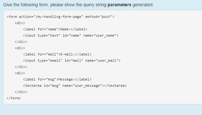  Give the following form, please show the query string parameters generated