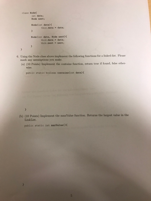  Class Node { int data: Node next: Node(int data) { (this.data