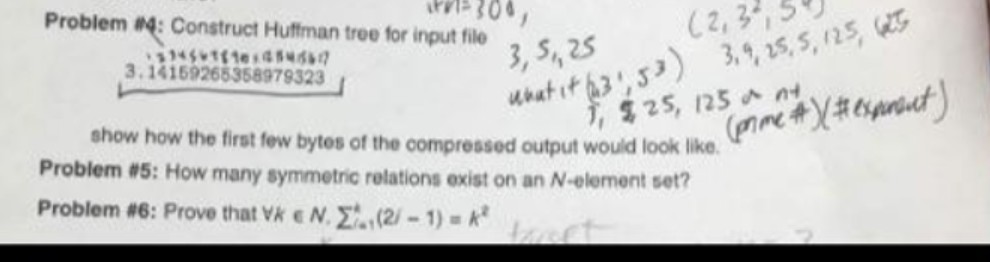 Please solve for 4,5,6 Problem ": Construct Huftman tree for input