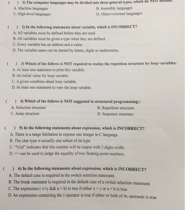  into three general types, which do NOl 1) The computer languages