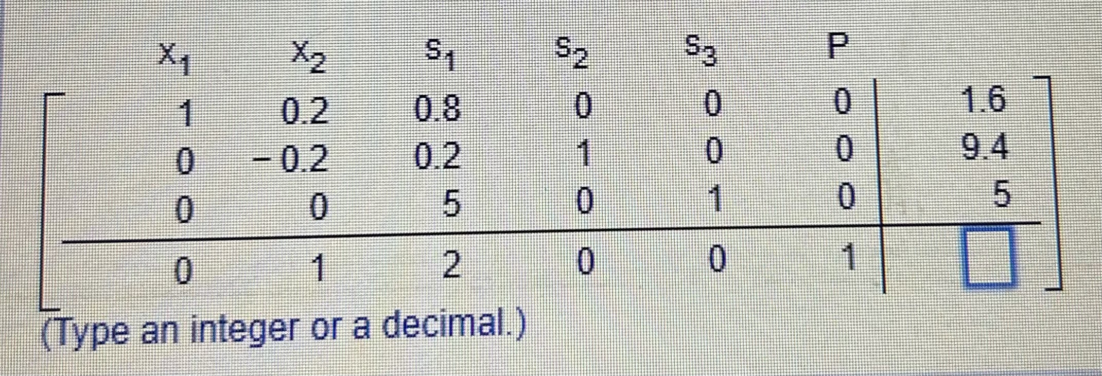  enter the values after one pivot operation? 