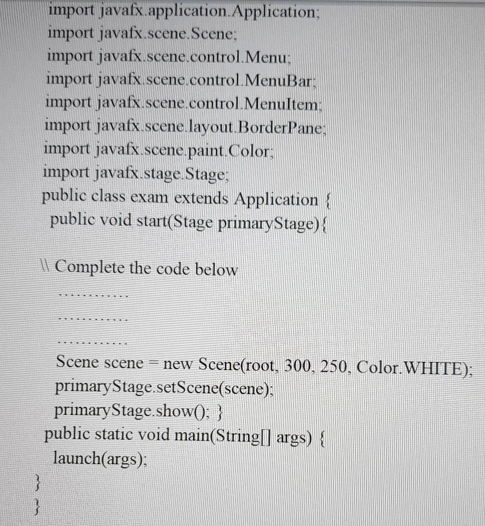 output. (Note: Part of the program is given, write only the remaining)