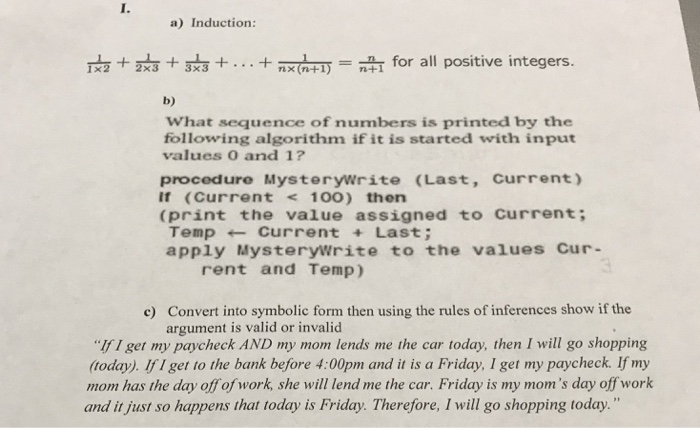  1. a) a) Induction: 1x2 +? + +x3+3x3+...+ 3 + .