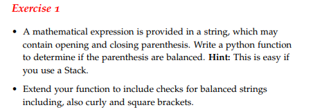  Exercise1 A mathematical expression is provided in a string, which may