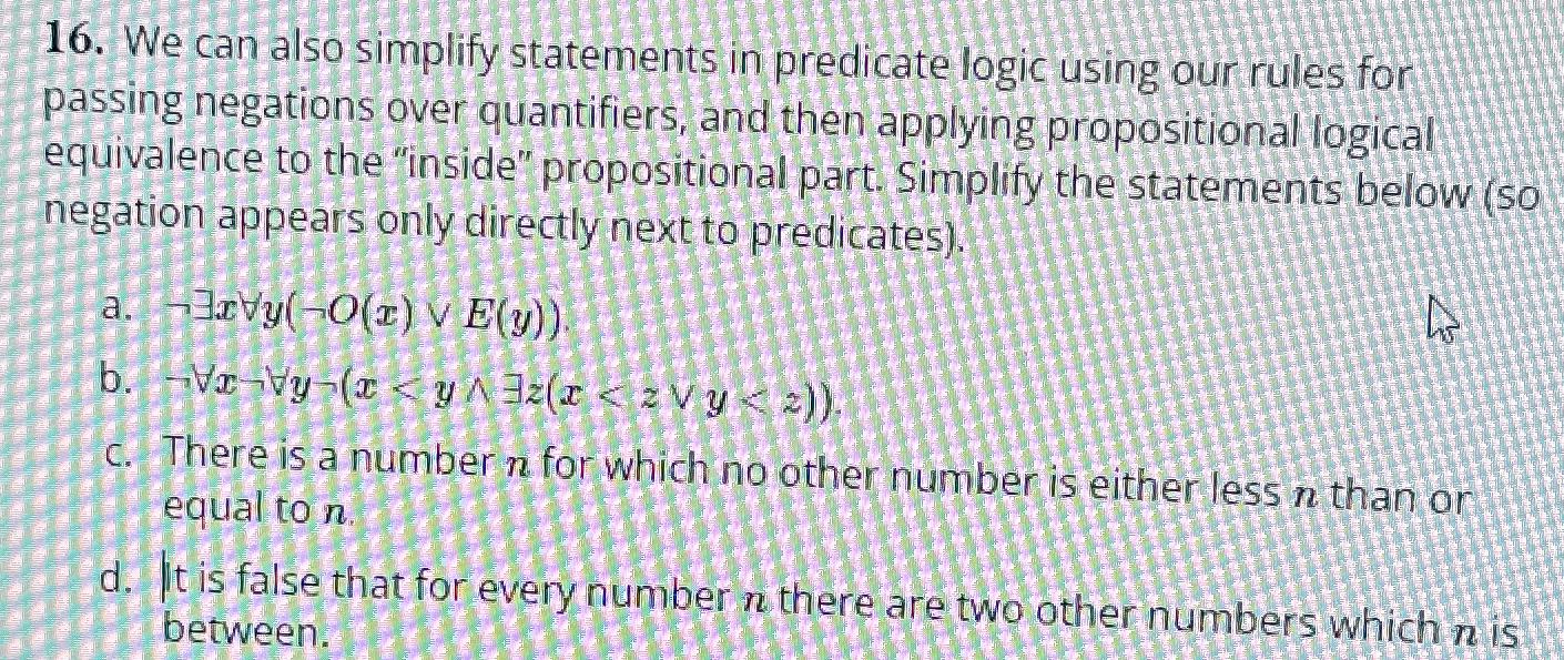  We can also simplify statements in predicate logic using our rules