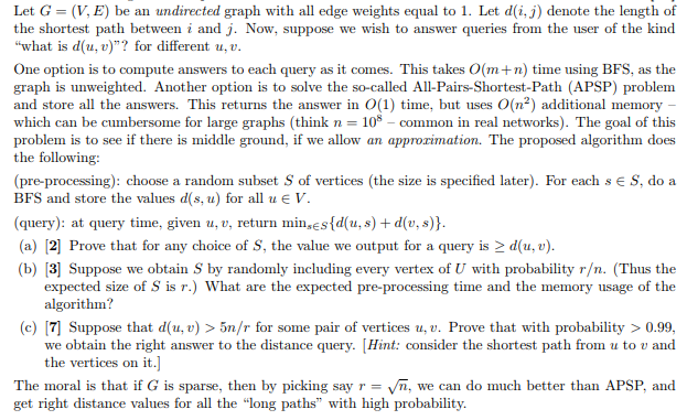  Let G = (V. E) be an undirected graph with all