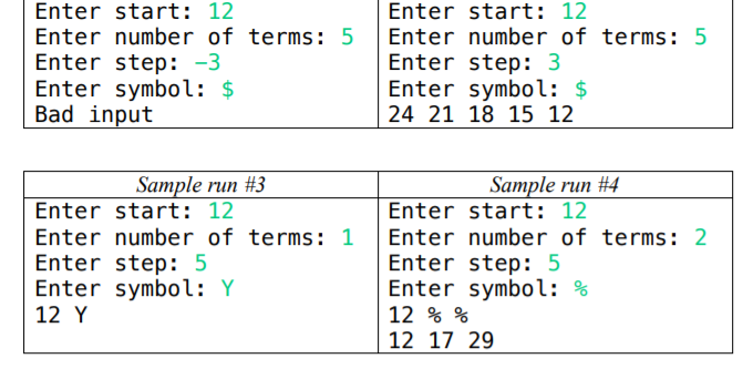 the terms in your sequence, so for the above example, the sum