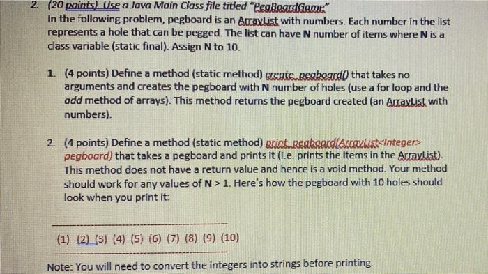 (5 points) Write a public method (static method) winner(int points1, int points2)