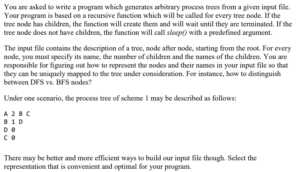 Program a recursive process tree in C You are asked to write