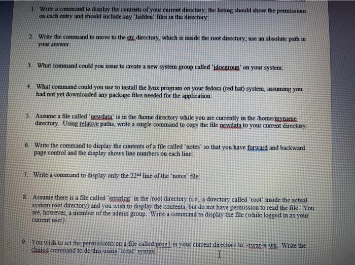  UNIX/ Linux II class Please need help 1 Wnte a command