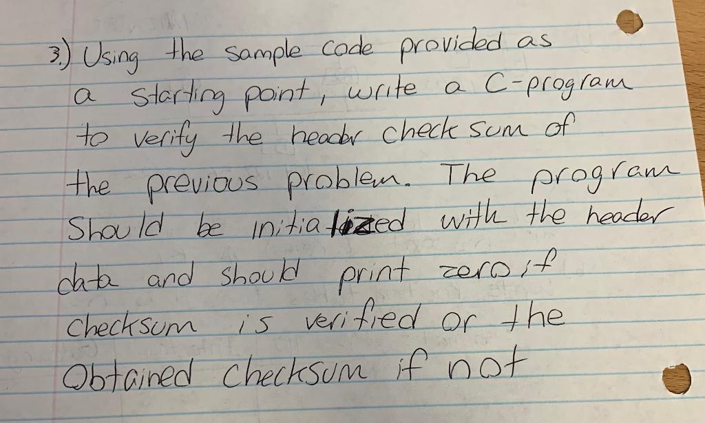  as 3.) Using the sample code provided a starting point, write